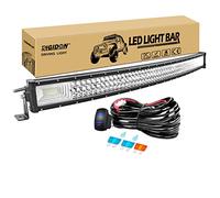 RIGIDON 42 inch 540W Curved Led Work Light Bar With 12V Wiring Harness Cable Kit, 7D Tri Row Driving Fog Lamp for Car Off road Truck SUV ATV 4x4 Boat, Flood Spot Combo Beam, Waterproof, 6000K White