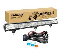 RIGIDON 45 inch 612W driving led work light bar with 12v wiring harness cable kit, Tri row fog lamp for Off road Truck SUV ATV 4x4 Boat, Flood Spot Combo Beam, Waterproof Driving Lamp, 6000K White