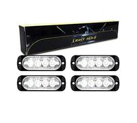 RIGIDON 4x 3.3 inch safety emergency flashing lights, 4 leds white | 12V 24V, no controller, strobe hazard warning light bar, breakdown beacon, waterproof, for car truck off road SUV boat 4x4