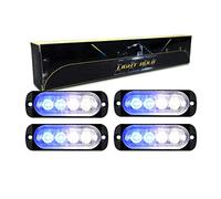 RIGIDON 4x 3.3 inch safety emergency flashing lights, 4 leds white blue | 12V 24V, no controller, strobe hazard warning light bar, breakdown beacon, waterproof, for car truck off road SUV boat 4x4