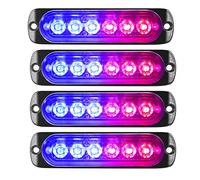 RIGIDON 4x 4.3 inch safety emergency flashing lights, 6 leds red blue