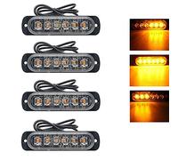 RIGIDON 4X Safety Emergency 6 led Amber Strobe Hazard Warning Light 12V 24V