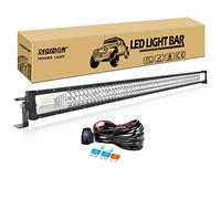 RIGIDON 50 inch 648W Straight Led Work Light Bar with 12V Wiring Harness Cable Kit, 7D Tri Row Driving Fog Lamp for Car Off Road Truck SUV ATV 4x4 Boat, Flood Spot Combo Beam, Waterproof, 6000K White