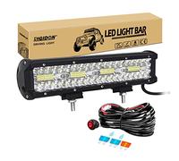 RIGIDON 8D 12 inch 240W Led Work Light Bar with 12V Wiring Harness Cable Kit, Tri Row Fog Light for Car Off Road Truck ATV 4x4 Boat, Flood Spot Combo, Waterproof Driving Lighting, 6000K White