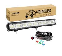 RIGIDON 8D 26 inch 540W Led Work Light Bar With 12V 18AWG Wiring Harness Cable Kit, Tri Row Fog Light for Car Off road Truck ATV 4x4 Boat, Flood Spot Combo, Waterproof Lamp Lighting, 6000K White