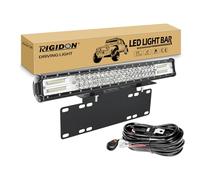 RIGIDON car led light bar 23 inch 324W with licence bracket 12v harness kit | 14.5 inch aluminum number bumper plate bracket, For car off road truck UTE 4x4, Flood spot combo, Waterproof, 6000K white