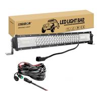 RIGIDON Car Led Light Bar Straight 22 inch 7D Tri Row 270W, With 12V Wiring Harness Cable Kit for Off road Truck SUV UTE ATV 4x4, Flood Spot Combo Beam, Waterproof Driving Work Lamp, 6000K White