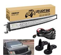 RIGIDON Curved 42 inch 540W Car Led Light Bar With Magnetic Bracket Holder and 12V Wiring Harness Cable Kit, Tri Row Driving Work Lamp for Car Off road Truck SUV 4x4, Flood Spot Combo Beam, 6000K