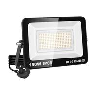 RIGIDON Led Outdoor Floodlight, 1x 150W 15000LM Flood Lights with Plug, Mains Powered Security Lighting, Outside for Garage Garden Yard Patio, Waterproof Workshop Job Site Work Lamp, 3000K Warm White