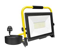 RIGIDON Portable led Work Light 100W 10000lm 175V to 265V Job site Lights | plug, 3m length wire, 6000K white, folding stand, for home workshop garage garden security outdoor, IP66 waterproof, flood