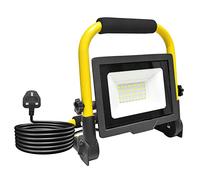 RIGIDON Portable led Work Light 30W 3000lm 175V to 265V Job site Lights | plug, 3m length wire, 6000K white, folding stand, for home workshop garage garden security outdoor, IP66 waterproof, flood