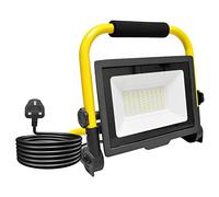 RIGIDON Portable led Work Light 50W 5000lm 175V to 265V Job site Lights | plug, 3m length wire, 6000K white, folding stand, for home workshop garage garden security outdoor, IP66 waterproof, flood