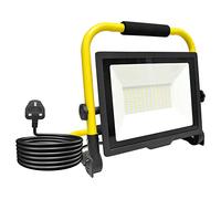 RIGIDON Portable led Work Light 75W 7500lm 175V to 265V Job site Lights | plug, 3m length wire, 6000K white, folding stand, for home workshop garage garden security outdoor, IP66 waterproof, flood