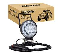 RIGIDON Portable Magnetic Base Round Led Work Light, 4 inch 42W Flood Beam, 12V 24V Driving Lights Lamp for Car Off Road Truck 4x4 SUV ATV Tractors Excavator, 6000K White,Led Search Lights