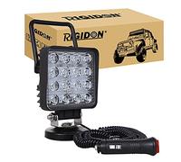 RIGIDON Portable Magnetic Base Square Led Work Light, 4 inch 48W Flood Beam, 12V 24V Driving Lights Lamp for Car Off road Truck 4x4 SUV ATV Tractors Excavator, 6000K White,Led Search Lights