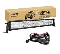 RIGIDON Straight 22 inch 120W car led light bar with 12V harness Kit white | For Car Off road Truck SUV ATV UTE Pickup 4x4 Boat, Flood Spot Combo, Waterproof, 6000K White, driving, countryside, suburbs
