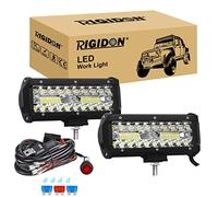 RIGIDON Tri Row car led Work Light bar, 2X 7 inch 120W with 12v Harness kit | Flood spot combo, For Off road Truck SUV UTE 4x4 vehicle Boat, Waterproof, 6000K White, driving, fog, countryside, suburbs