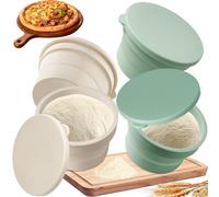 Rigidstone 4 Pieces Pizza with Lid, Reusable Silicone Non-Stick Pizza Dough Ball Box Fermentation Box for Microwave, Freezer and Dishwasher
