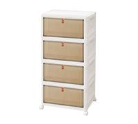 Rigogo 4 Pack Plastic Storage Boxes with Lids, 21L Stackable Storage Boxes with Wheels, Storage Containers Organizer for Bedroom Living Room, 39x28x78.5cm