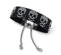 Rigoorium Ghost Charm Bracelet for Women Men - Halloween Jewelry with Sparkling Rhinestones, Adjustable Chain Spooky Costume Party Gift, One Size, Rhinestone, No Gemstone