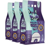 Rigor Cat Ultra Clumping Cat Litter - Strong Odour Control, Low Dust, Fast Absorbing, Indoor Cat Litter, Lavender (3 Pack - 30L)