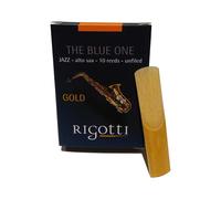 RIGOTTI Box of 10 Alto Saxophone Reeds - Strength 2 Medium - Gold Jazz - The Blue One - High Quality - From Natural Reeds Grown and Sun Dried in Provence in France