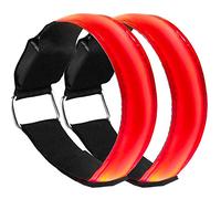 RIGRIN Led Armband x2 bands in pack Glow Bracelet Safety Wristband Ankle Reflective Strips with Flashing Lights for Night Sports Running Cycling (Red)