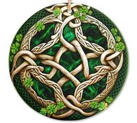 Rigufu 2025 Christmas Ornament - Irish Celtic Shamrock of Life Printed Ceramic Ornament, Lucky Gift for Saint Patrick's Day, Celtic Holiday Decorations, Lucky Leprechaun Keepsake