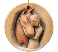 Rigufu Christmas Ornament Gifts for Horse Lover, Horse and Girls Ceramic Ornament, Animal Lover Gifts for Women, Not Sculpture Xmas Tree Hanging Decoration