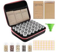 Rigute 30 Slots Seed Storage Box, Seed Organiser, Seed Storage Organiser with Labels Stickers and Funnel for Herb Seeds, Vegetable Seeds, Drop-Resistant, Sun Protection