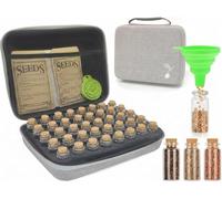 Rigute 40 Slots Seed Storage Box, Seed Organiser, Seed Storage Organiser with Labels Stickers and Funnel for Herb Seeds, Vegetable Seeds, Drop-Resistant, Sun Protection