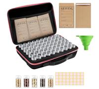 Rigute 60 Slots Seed Storage Organizer Box, Sturdy Seed Storage with Labels Stickers and Seed Storage Container, Garden Planting Seed Container for Storing Vegetable, Fruit Seeds, Flower Seeds