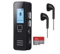 Rigwig 32GB Mini Voice Recorder with Playback - Digital Audio Recorder with TF Card, USB, MP3 Player, Password Lock - Portable Tape Recorder for Lectures, Meetings, Interviews, Classes