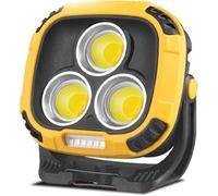 RigWig 50W LED Rechargeable Work Light 4500LM, 20000mAh Power Bank Floodlight with 6 Lighting Modes, 4 Brightness Levels, Magnetic Base, 180° Adjustable Stand - Waterproof Portable Yellow Work Lamp