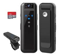 Rigwig CS07 Mini Body Camera 1080P HD with Audio, 180° Rotatable Lens, Night Vision, Clip-On & Bike Mount, 5Hr Battery, Wearable Video Recorder with 32GB SD Card for Security, Police, Outdoor, Office