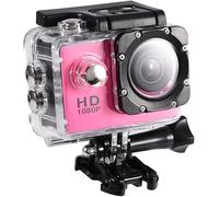 RigWig Full HD 1080P Action Camera - 2.0 Inch 16MP Anti-Shake, 30M Waterproof for Diving/Bike/Climbing/Swimming With Mounting Accessories Kit (Pink)