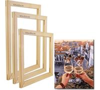 Rigwig Wooden Frame Canvas Stretcher Bars, 30x40cm/40x50cm/50x60cm, DIY Frames for Paint by Numbers, Diamond Painting, Cross Stitch, Easy Assembly (50x60cm (3 Pack))