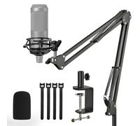 Rigych Audio Technica AT2020 Mic Stand, Suspension Scissor AT2020 Boom Arm with Shock Mount, Foam Windscreen, Heavy Duty Clamp for Audio Technica AT2020 AT2020USB AT2020USB+ AT2035 Condenser Mic