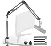 Rigych Height-adjustable microphone arm with extendable rod, high-quality microphone stand arm for HyperX QuadCast, Shure SM7B, Blue Yeti, ideal for podcasts, streaming, gaming and recording