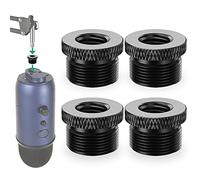 Rigych Mic Screw Adapter 5/8 Male to 3/8 Female, Metal Screw Thread Adapter for Blue Yeti X/Blue Yeti/Snowball Mic Boom Arm Stand, 4 Pcs (Black)