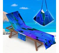 rigyeg Beach Chair Lounge Towel Cover with Pockets Space Art Print Sunbed Towel for Outdoor Pool Garden Holiday (Football, 75x210cm)
