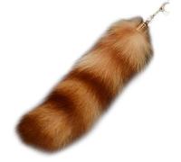 rigyeg Faux Fur Therian Tail Keychain 25cm Fox Wolf Tail Charm for Handbag Backpack (Yellow 9.8'')