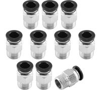 RIH PNEUMATIC Male Straight 1/4 Inch Tube OD x 1/8 Inch NPT Thread Push to Connect Fittings PC-1/4-01 (Pack of 10)