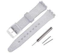 Rihahisy Silicone Rubber Watch Strap/Watch Band Replacement for Swatch (19mm, Sparkle Silver)