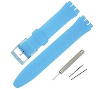 Rihahisy Silicone Rubber Watch Strap/Watch Band Replacement for Swatch (Translucent blue, 17mm)