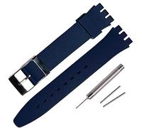 Rihahisy Silicone Rubber Watch Strap/Watch Band Replacement with Stainless steel silver buckle for Swatch (20mm, Purplish Blue)