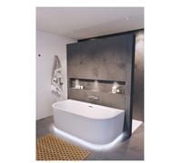 Riho Back to Wall Bath Desire 1800x840mm Led and Chromed Overflow