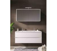 Riho Bathroom Set Porto Wave Washbasin, LED mirror cabinet and Vanity unit 2 drawers 1200mm Glossy White