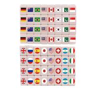 Rihqey 65 Blocks Mahjong Tile Game, Reusable Multiple Themed Block Tiles, Mini Escape Board Set, Funny Push-Push Match Design, Cartoon and Flag Pattern, for Kid Adult Family Celebrations PartyGift