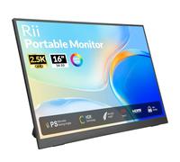 Rii 2.5K Portable Monitor,16 Inch 2560x1600 QHD 403nits,Portable Monitor for Laptop with16:10 IPS HDR Eyes Care &100% sRGB, PC Monitor with Kickstand for PC/Mac/PS4/5/Xbox/Switch USB-C HDMI Monitor